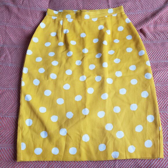 Vintage Sunny Yellow and White Polka Dot Skirt Suit S. 8 Retro/Summer/Fun - Picture 4 of 6